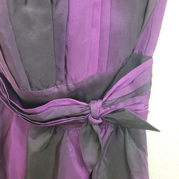 BETSEY JOHNSON SILK STRAPLESS COCKTAIL DRESS BLACK/PURPLE SZ 6 - Picture 3 of 8